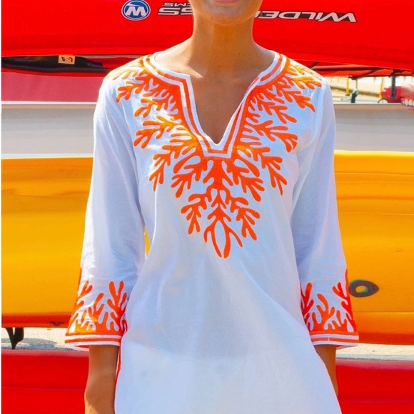 Gretchen Scott the Reef tunic - white and orange size Medium - Picture 6 of 9
